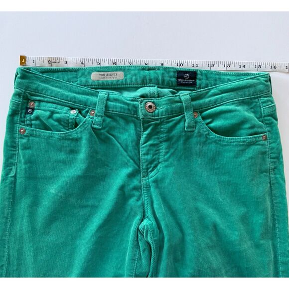 AG Adriano Goldschmied The Stevie Slim Straight Jeans in Green Corduroy Size 28 - Picture 10 of 11